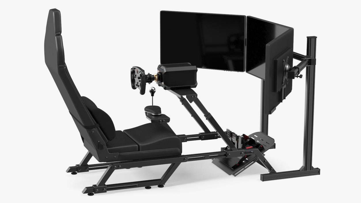 3D model GT Racing Sim Gaming Setup with Monitors