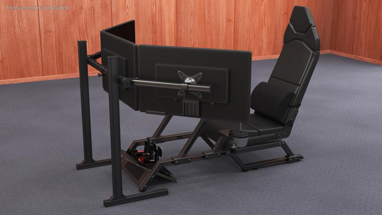 3D model GT Racing Sim Gaming Setup with Monitors