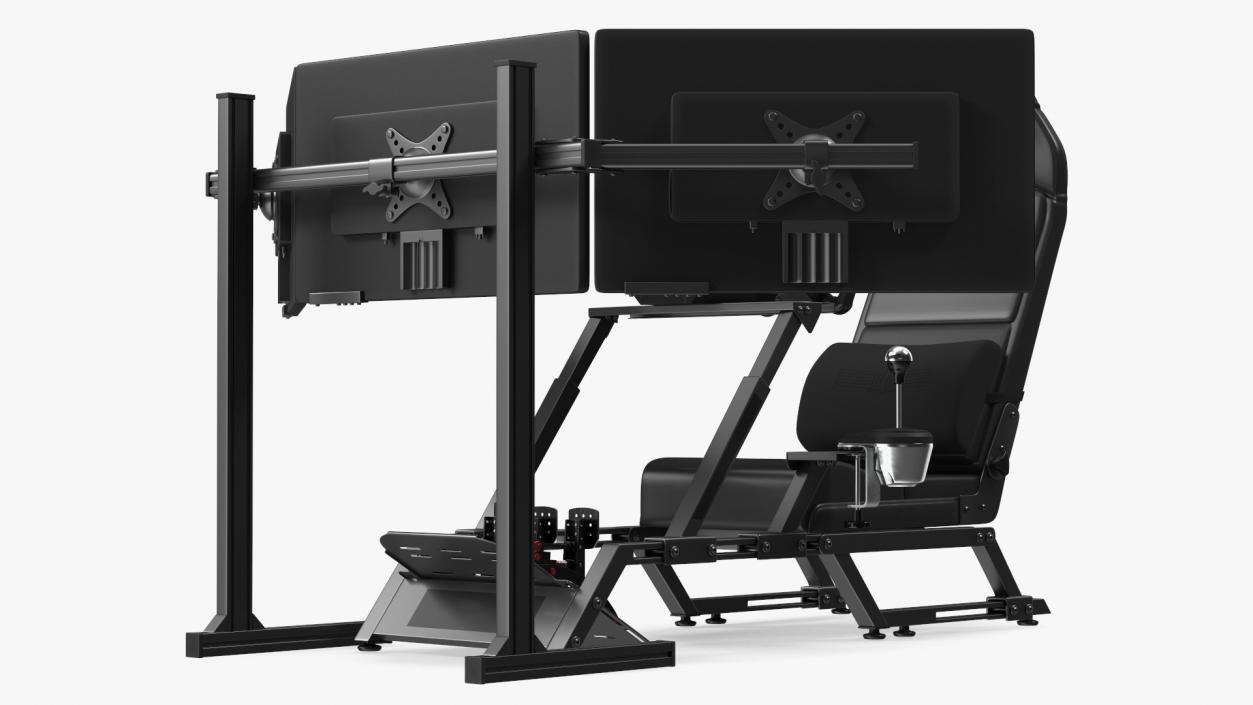 3D model GT Racing Sim Gaming Setup with Monitors