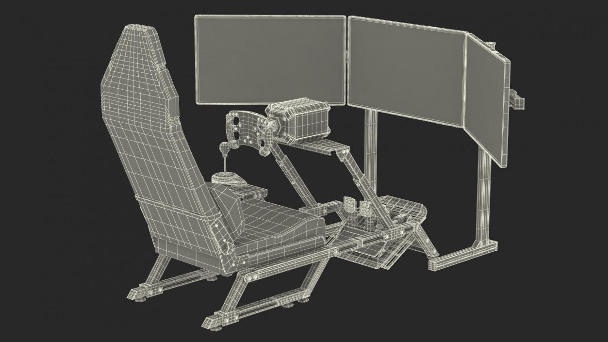 3D model GT Racing Sim Gaming Setup with Monitors