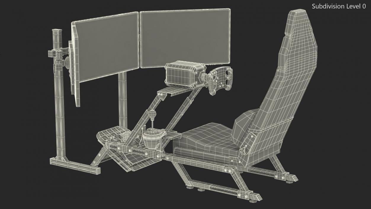 3D model GT Racing Sim Gaming Setup with Monitors