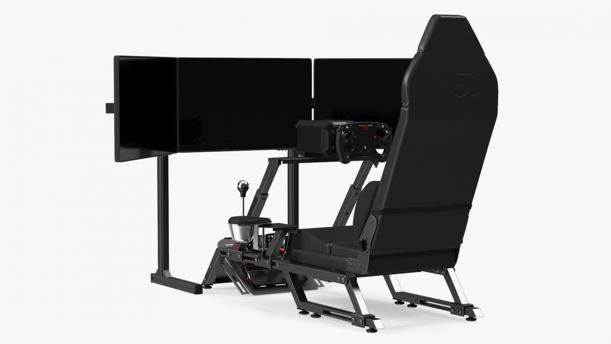 3D model GT Racing Sim Gaming Setup with Monitors