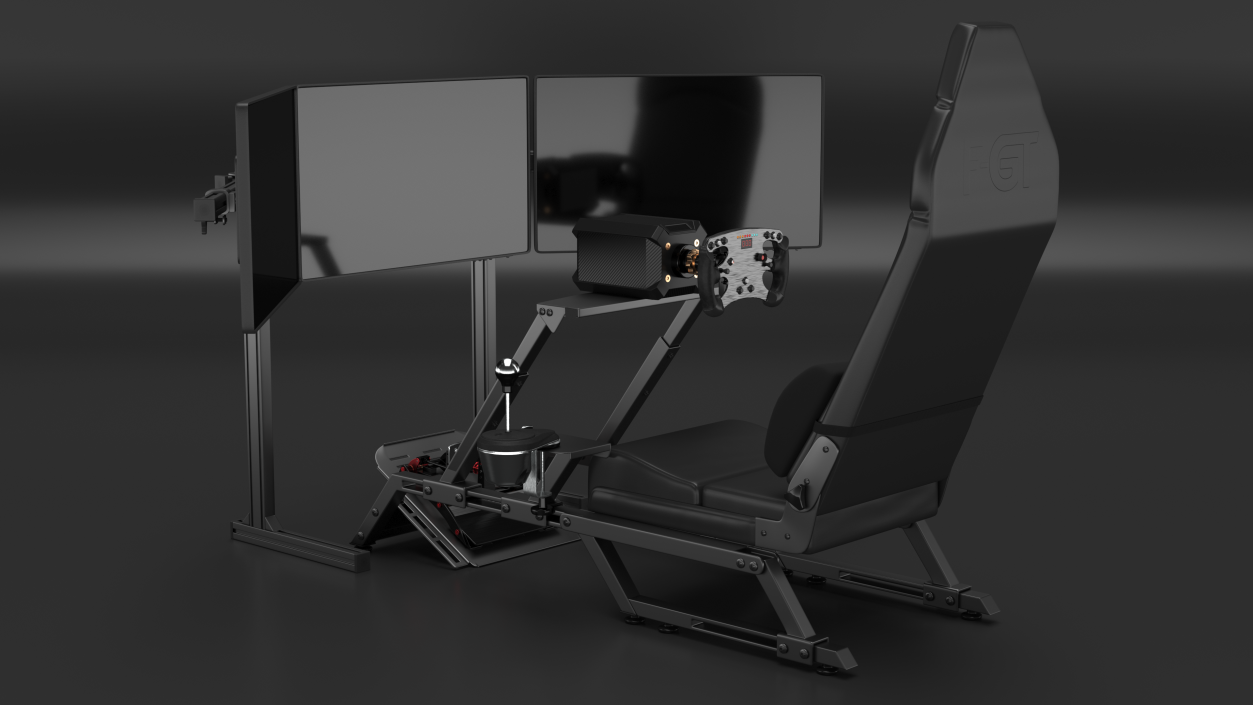 3D model GT Racing Sim Gaming Setup with Monitors