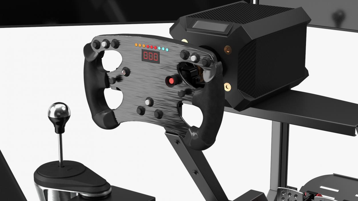 3D model GT Racing Sim Gaming Setup with Monitors