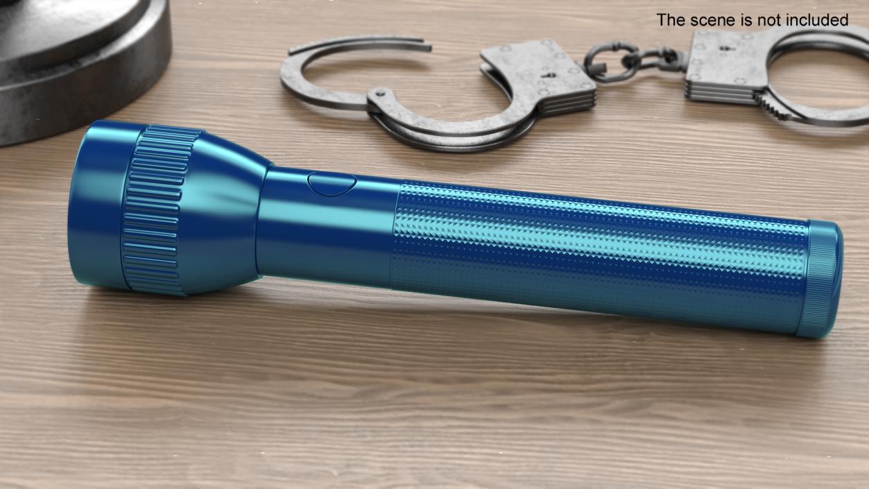 3D Blue Metal Police Flashlight model