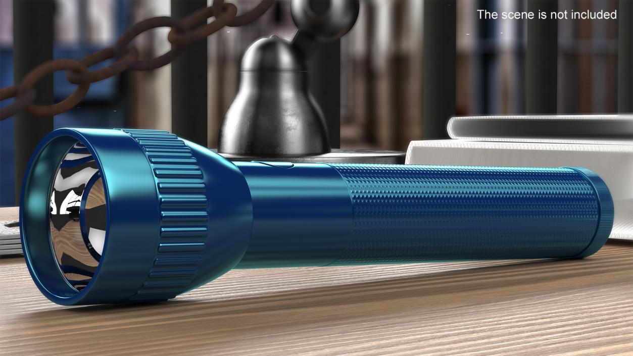 3D Blue Metal Police Flashlight model