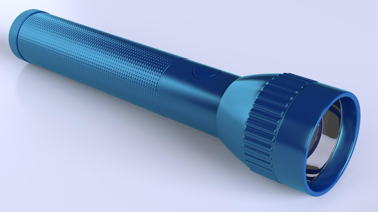 3D Blue Metal Police Flashlight model