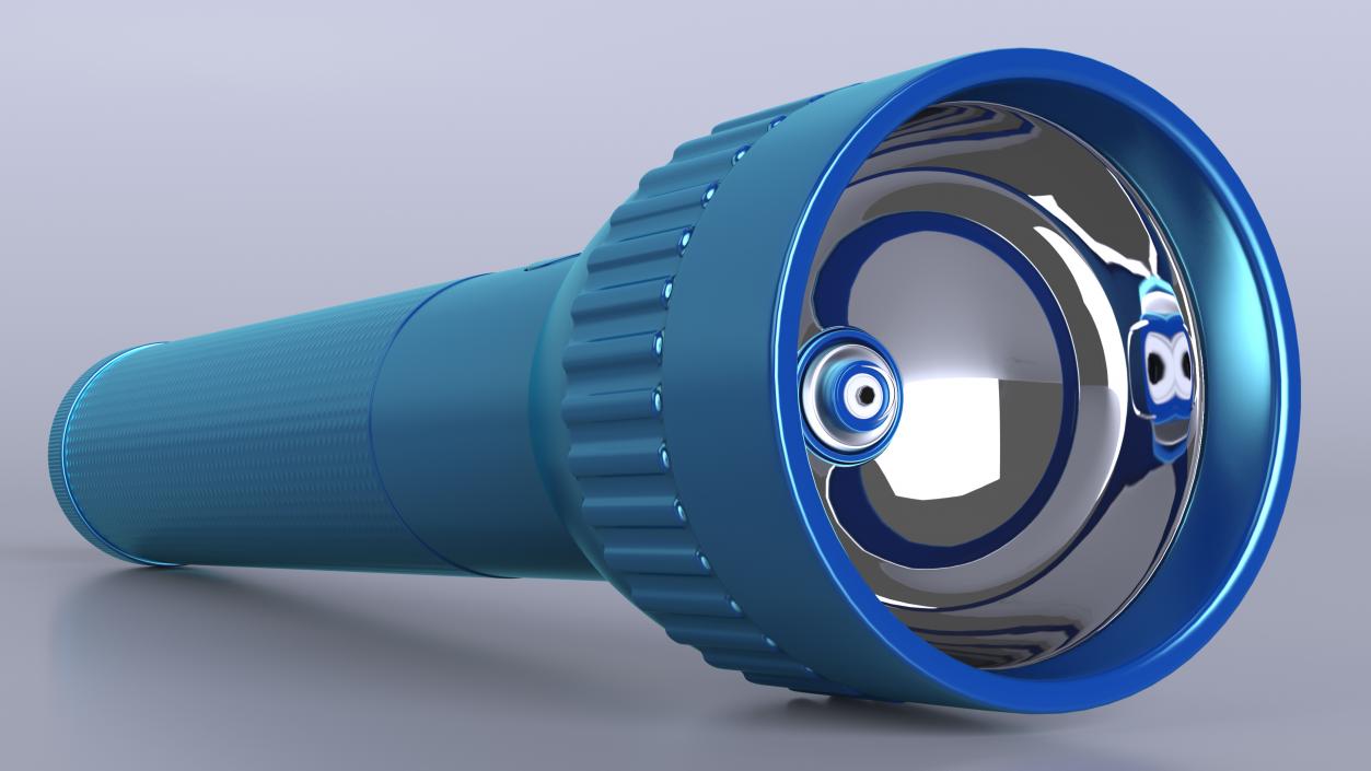 3D Blue Metal Police Flashlight model