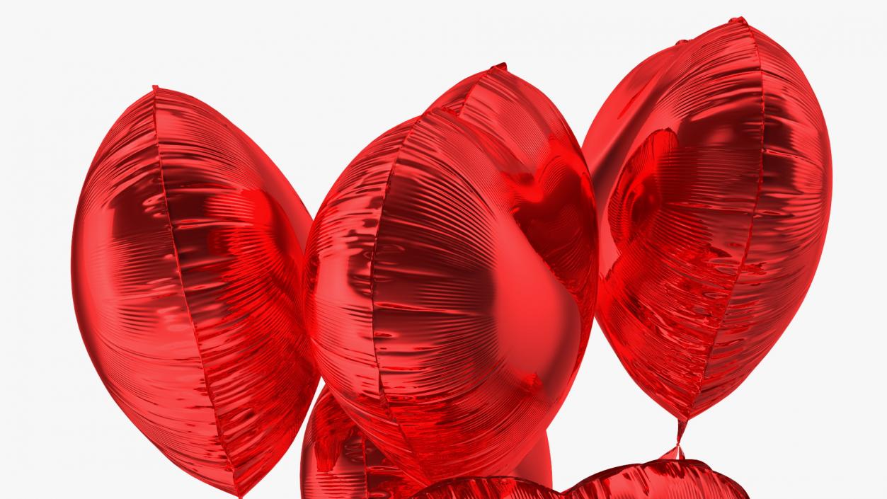 Heart Shaped Red Balloons Tied to Gift Box 3D