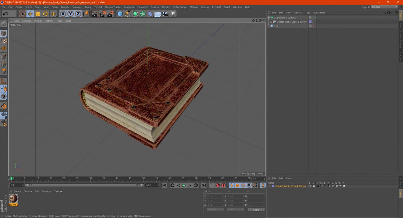 Ornate Book Closed Brown 3D model