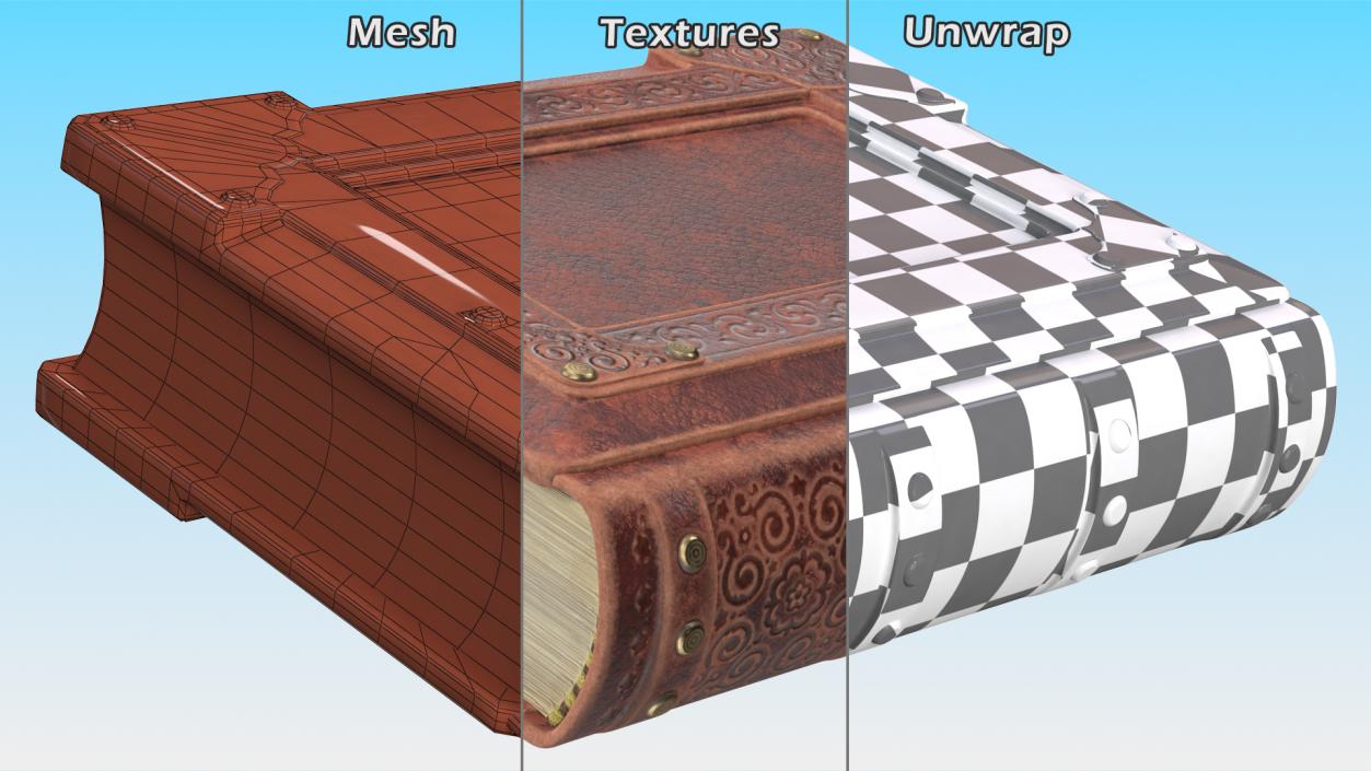 Ornate Book Closed Brown 3D model