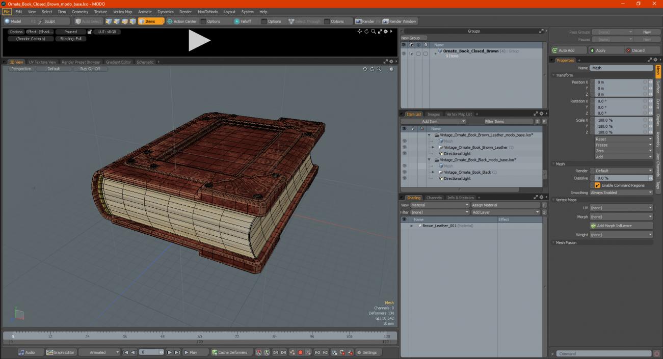 Ornate Book Closed Brown 3D model