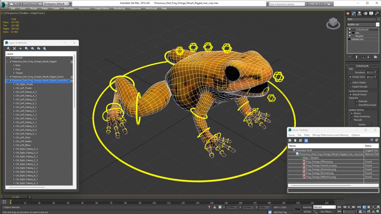 Poisonous Dart Frog Orange Morph Rigged 3D model