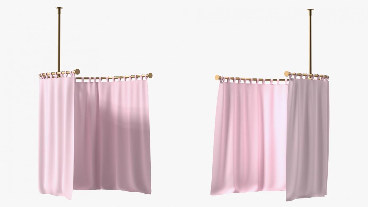 Closed Fitting Room Curtain Pink 3D