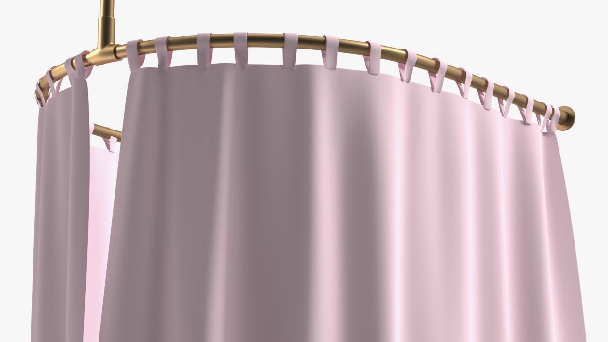 Closed Fitting Room Curtain Pink 3D