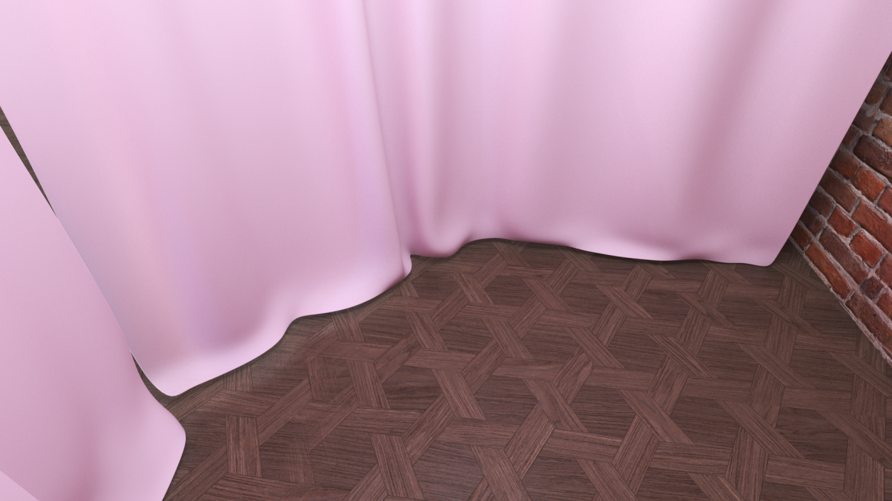 Closed Fitting Room Curtain Pink 3D