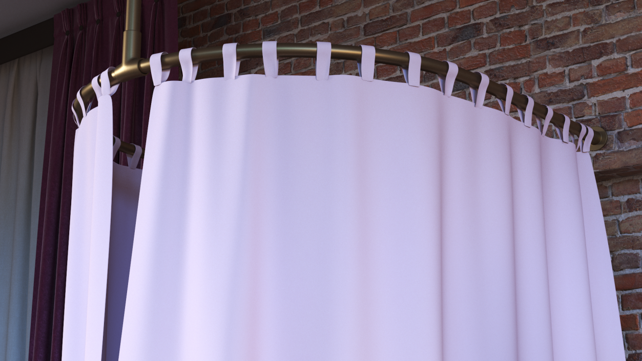 Closed Fitting Room Curtain Pink 3D