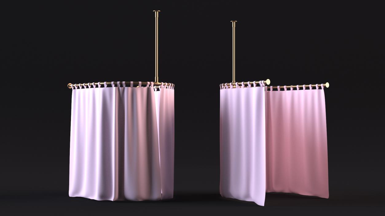 Closed Fitting Room Curtain Pink 3D