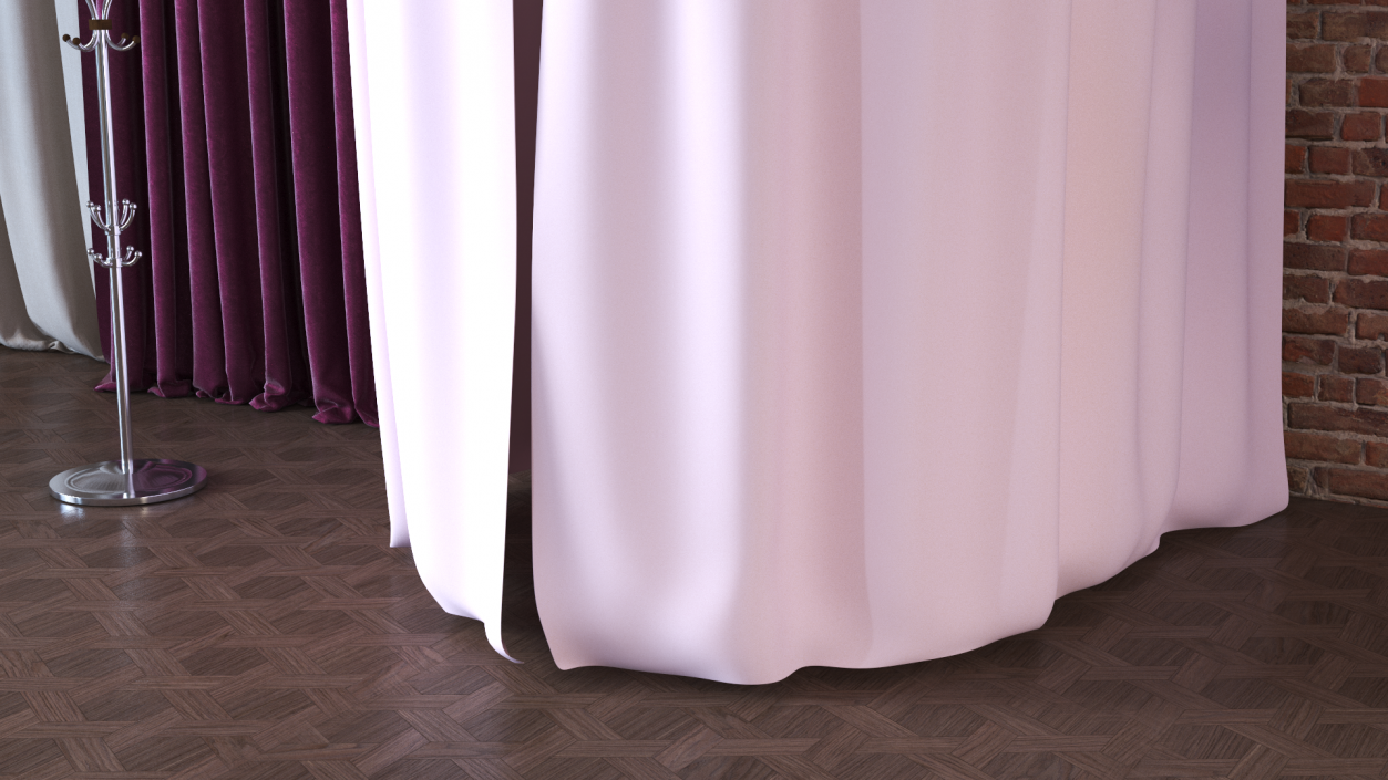 Closed Fitting Room Curtain Pink 3D