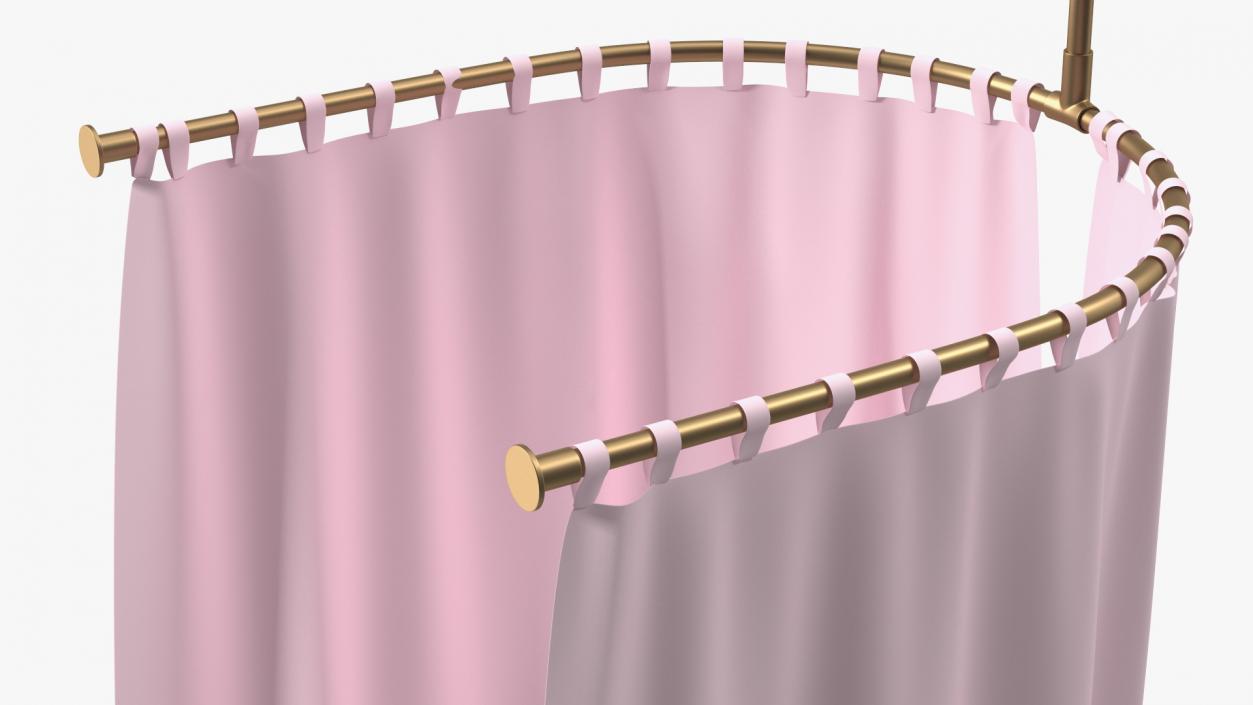 Closed Fitting Room Curtain Pink 3D