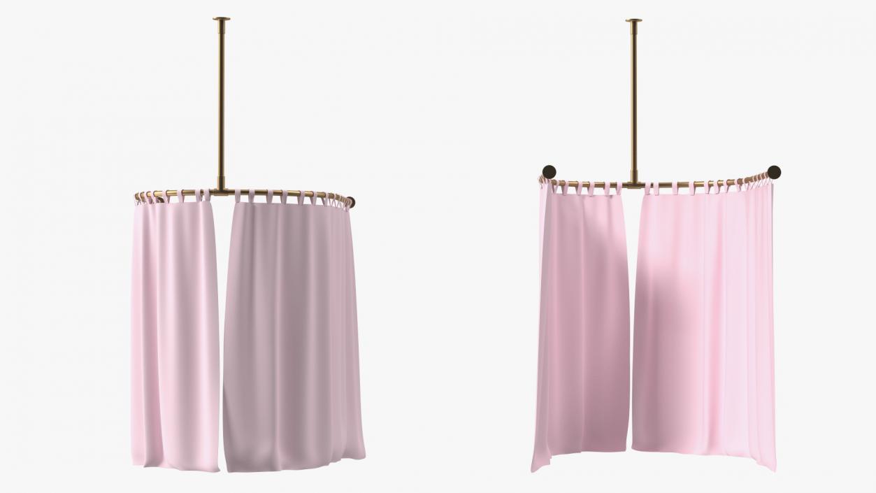 Closed Fitting Room Curtain Pink 3D