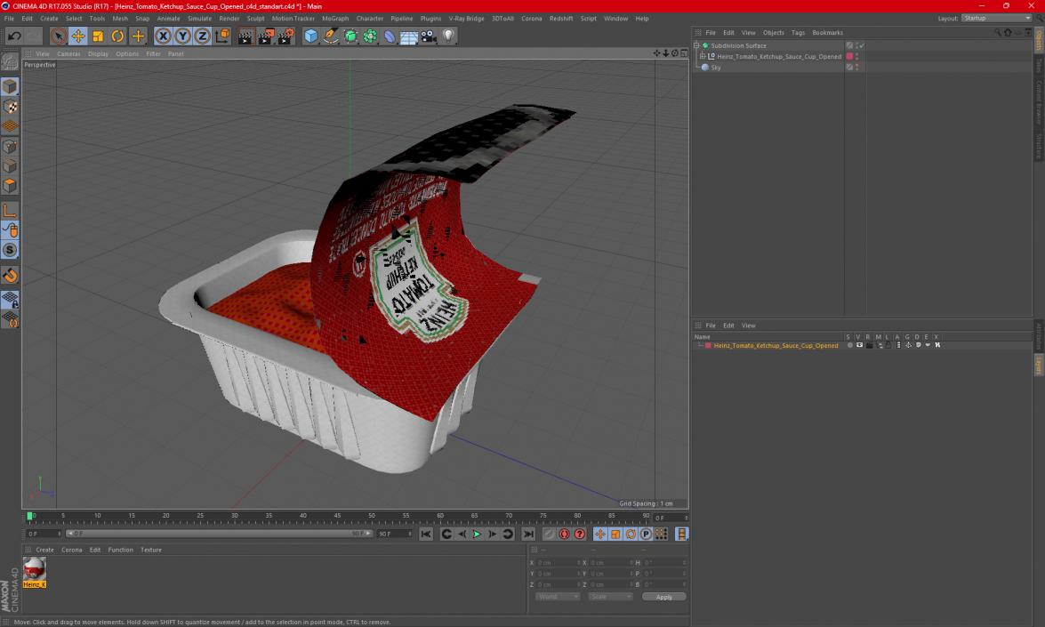 Heinz Tomato Ketchup Sauce Cup Opened 3D