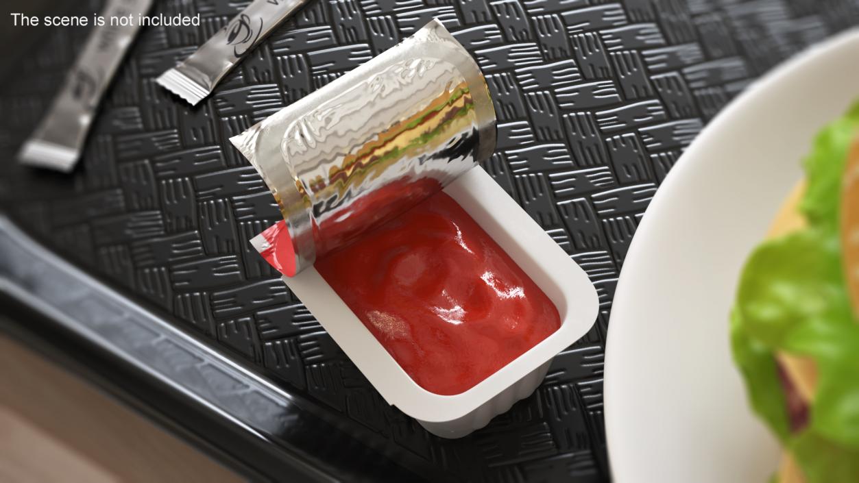 Heinz Tomato Ketchup Sauce Cup Opened 3D