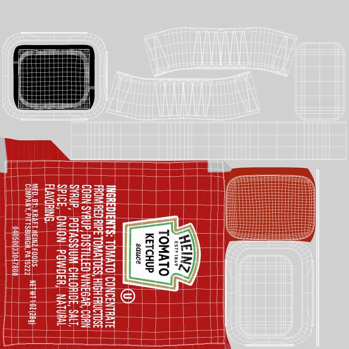 Heinz Tomato Ketchup Sauce Cup Opened 3D