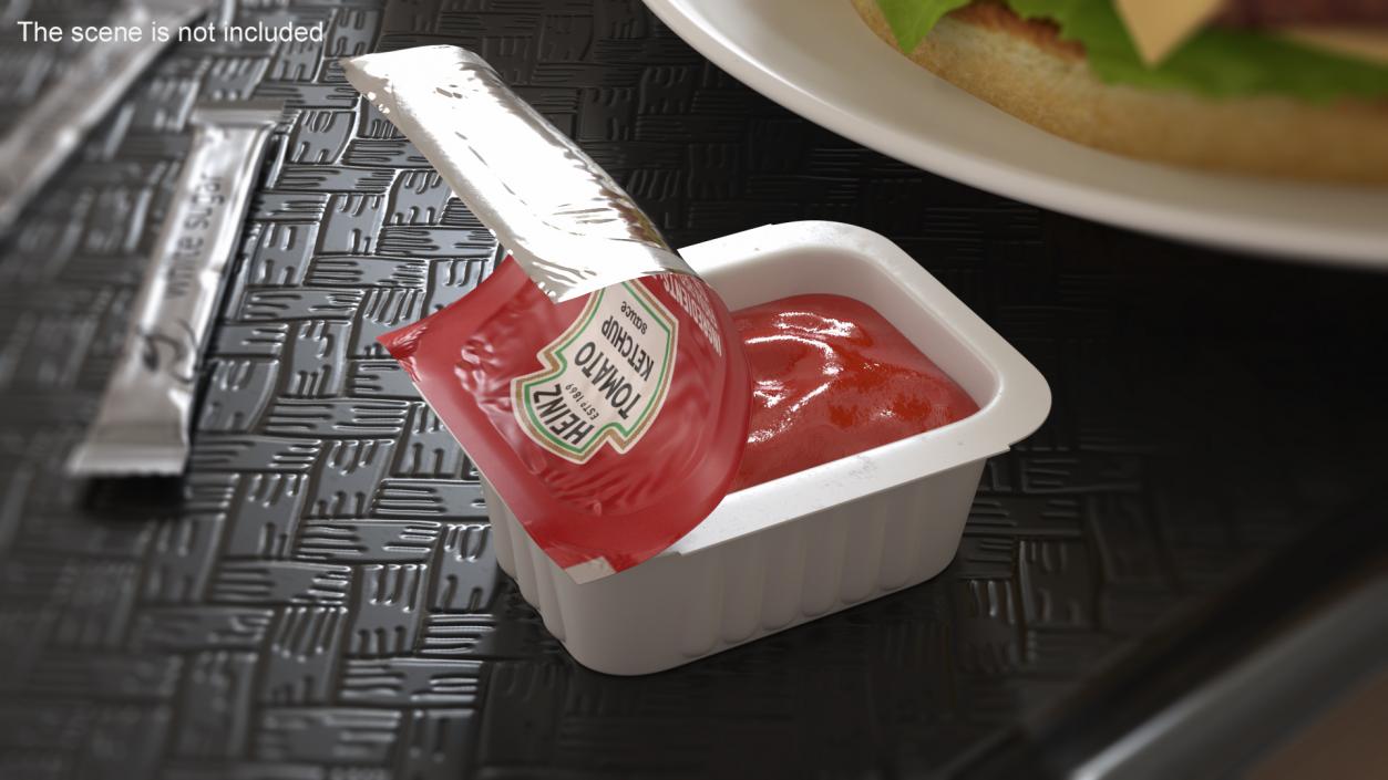 Heinz Tomato Ketchup Sauce Cup Opened 3D