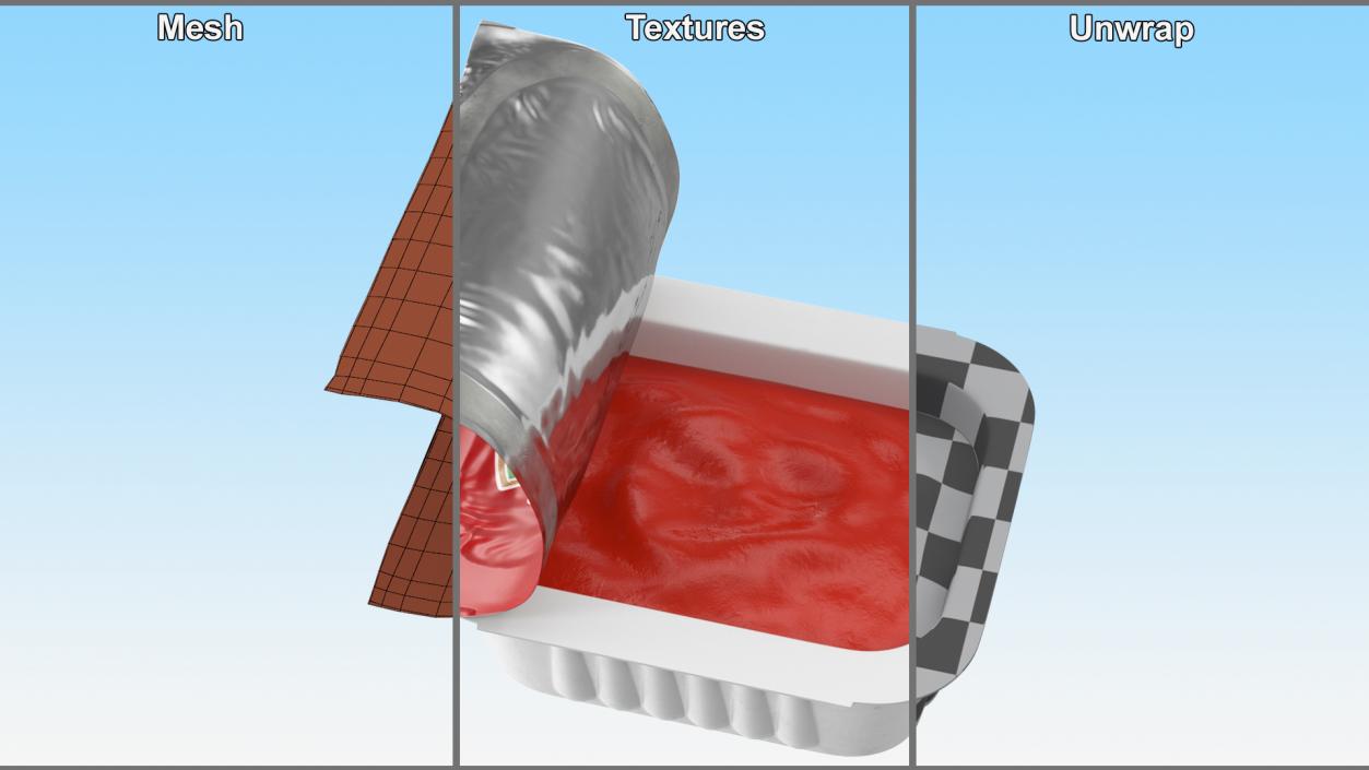 Heinz Tomato Ketchup Sauce Cup Opened 3D