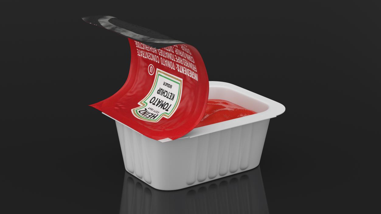 Heinz Tomato Ketchup Sauce Cup Opened 3D