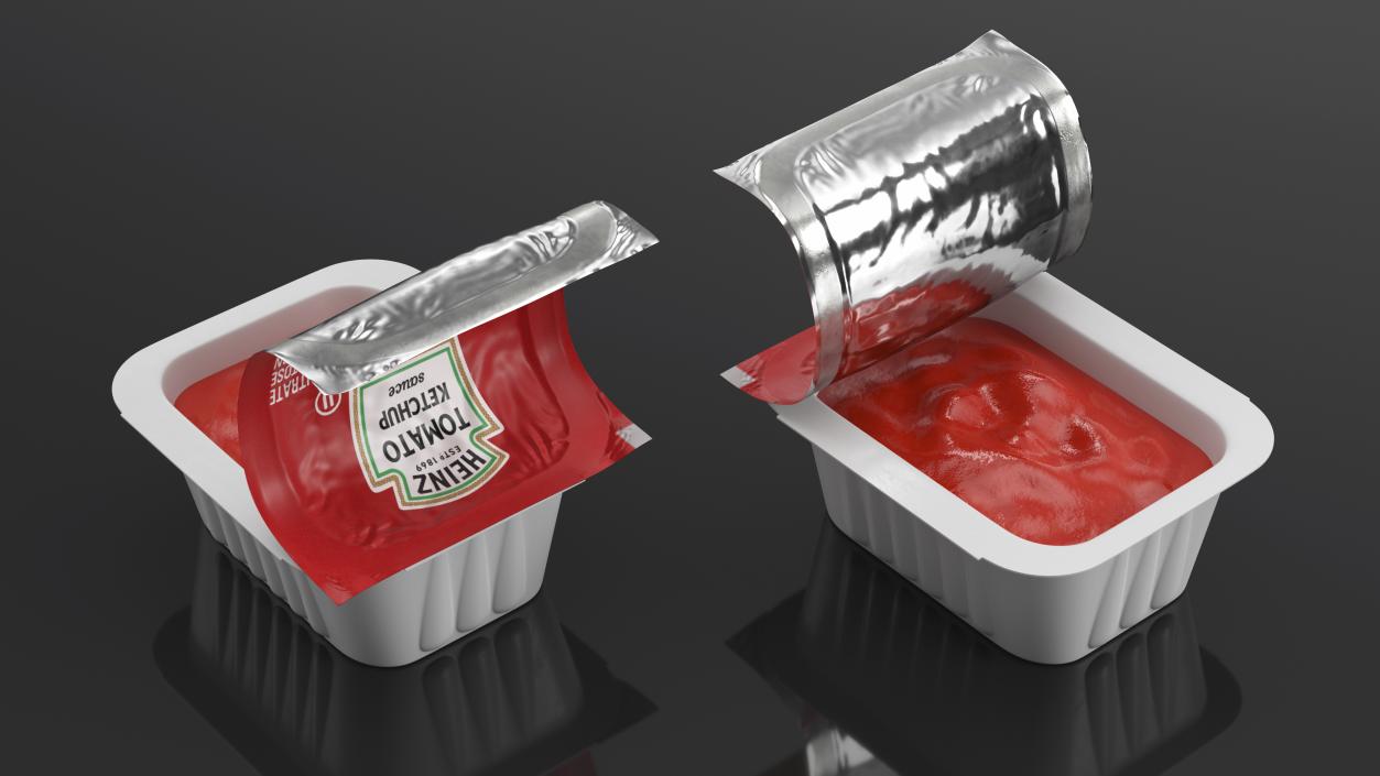 Heinz Tomato Ketchup Sauce Cup Opened 3D