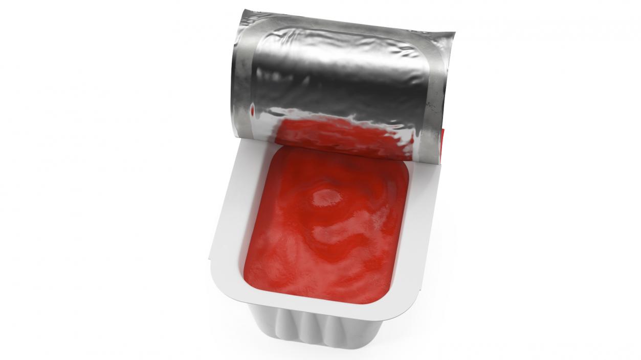 Heinz Tomato Ketchup Sauce Cup Opened 3D