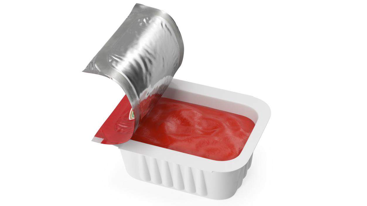 Heinz Tomato Ketchup Sauce Cup Opened 3D