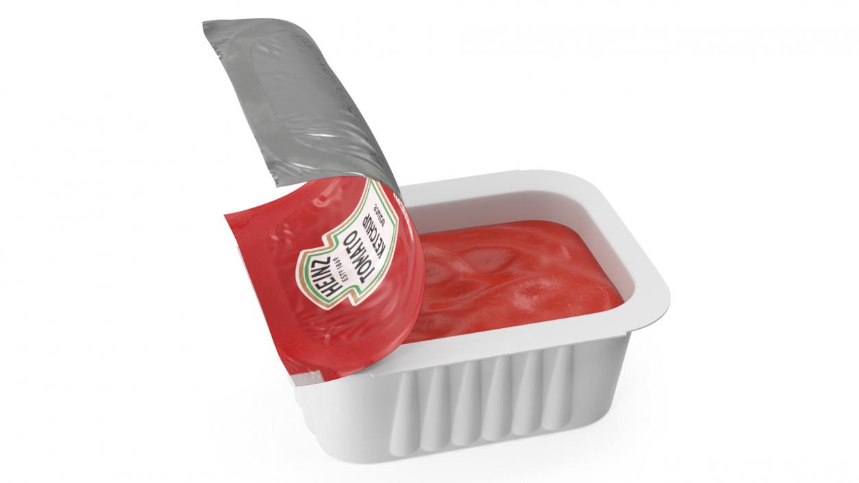 Heinz Tomato Ketchup Sauce Cup Opened 3D