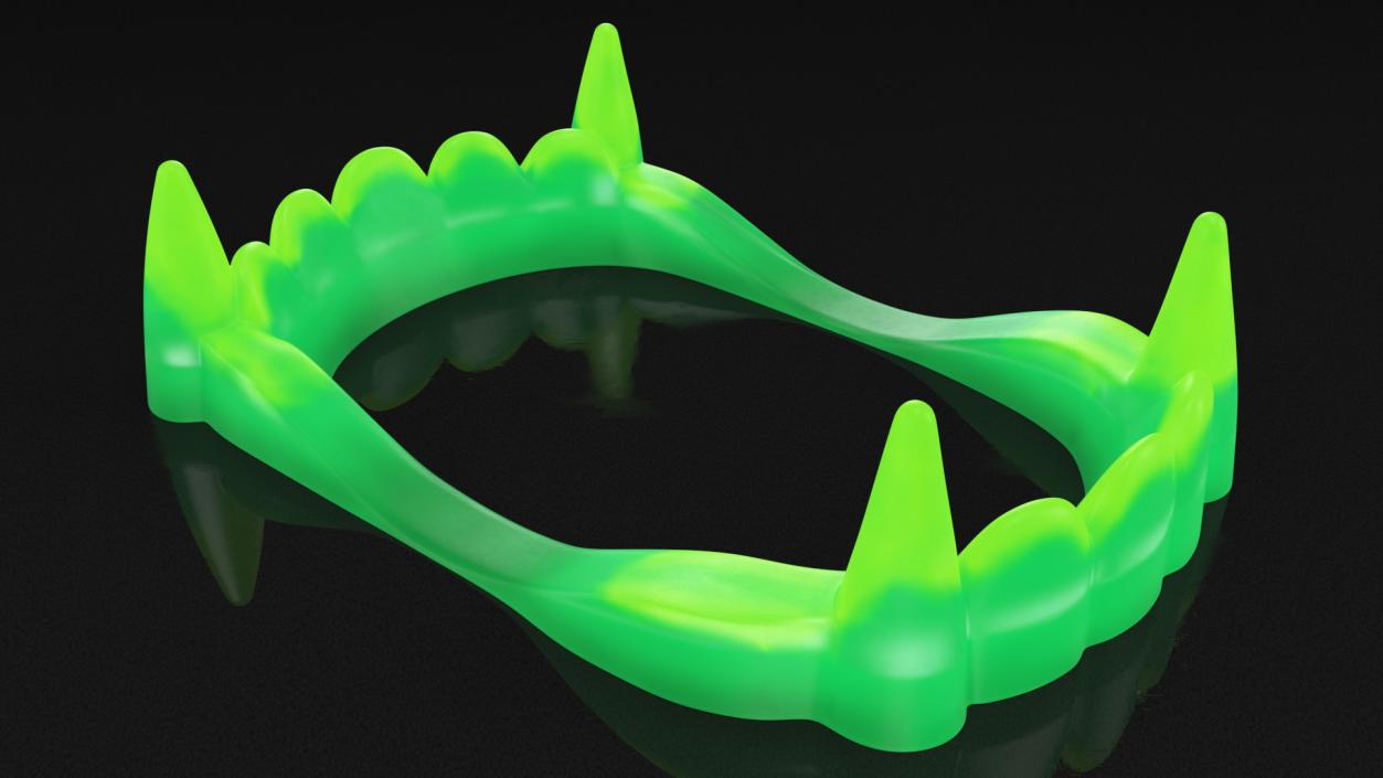 3D Vampire Teeth Green Rigged