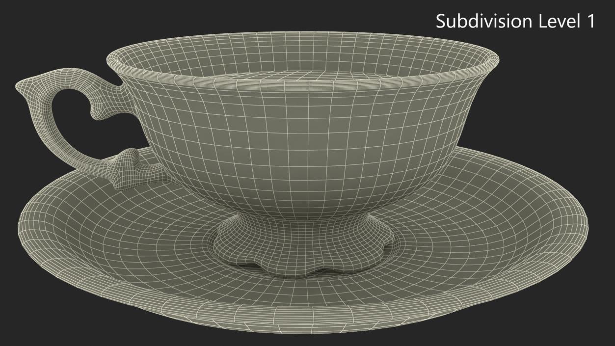 Antique Tea Cup Full of Tea 3D