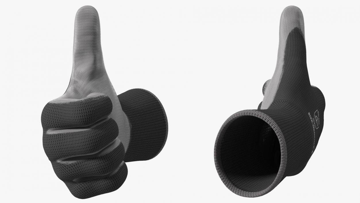 3D Safety Work Gloves Thumbs Up Gray model