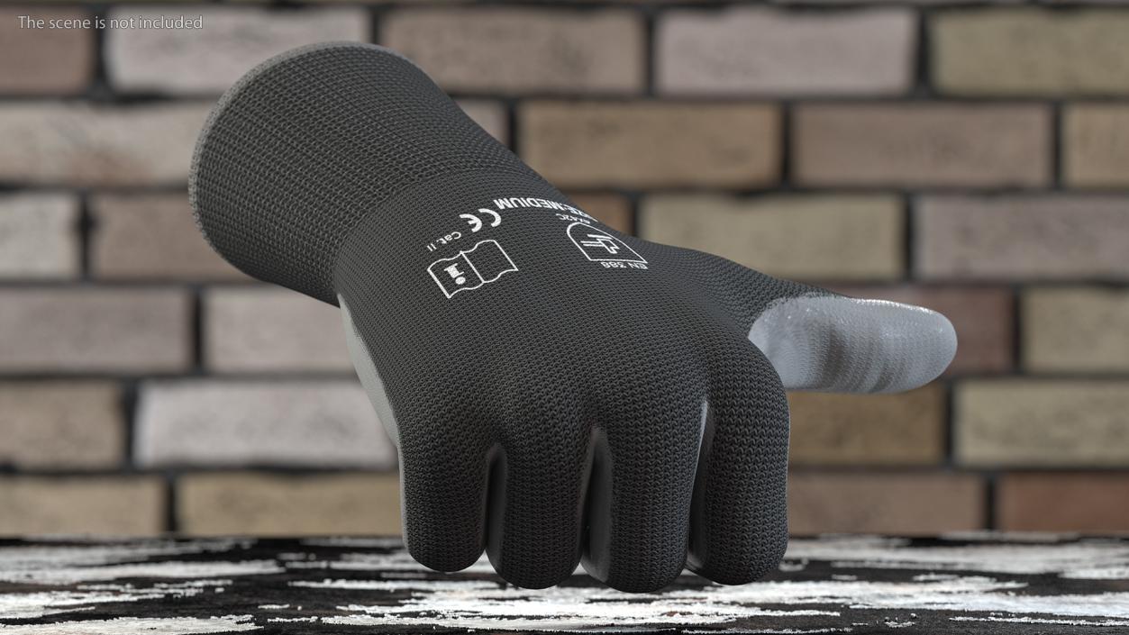 3D Safety Work Gloves Thumbs Up Gray model