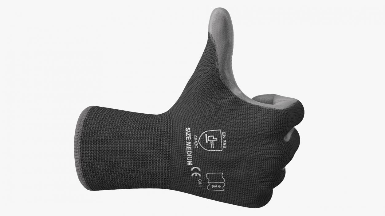 3D Safety Work Gloves Thumbs Up Gray model