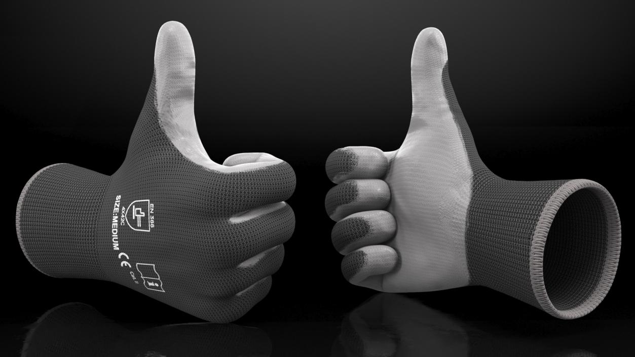 3D Safety Work Gloves Thumbs Up Gray model