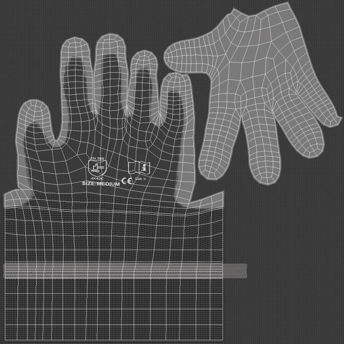 3D Safety Work Gloves Thumbs Up Gray model