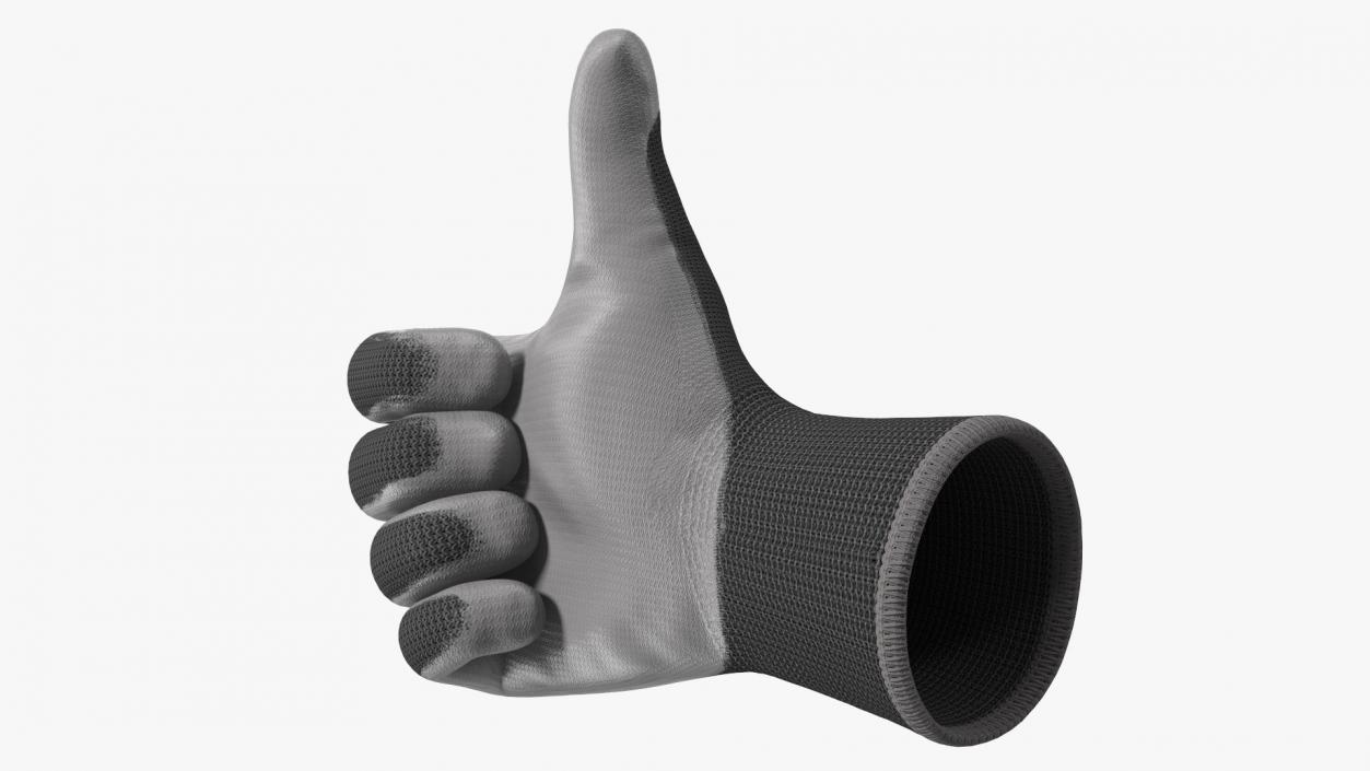 3D Safety Work Gloves Thumbs Up Gray model