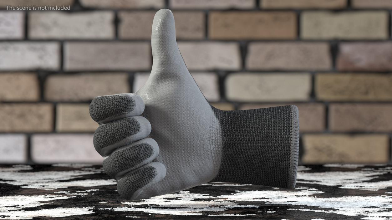 3D Safety Work Gloves Thumbs Up Gray model