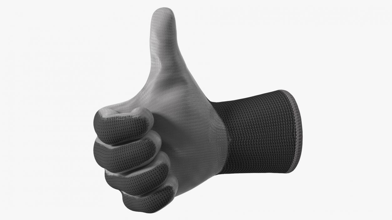 3D Safety Work Gloves Thumbs Up Gray model