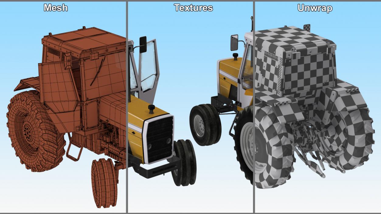 3D Farm Tractor Rigged for Cinema 4D model