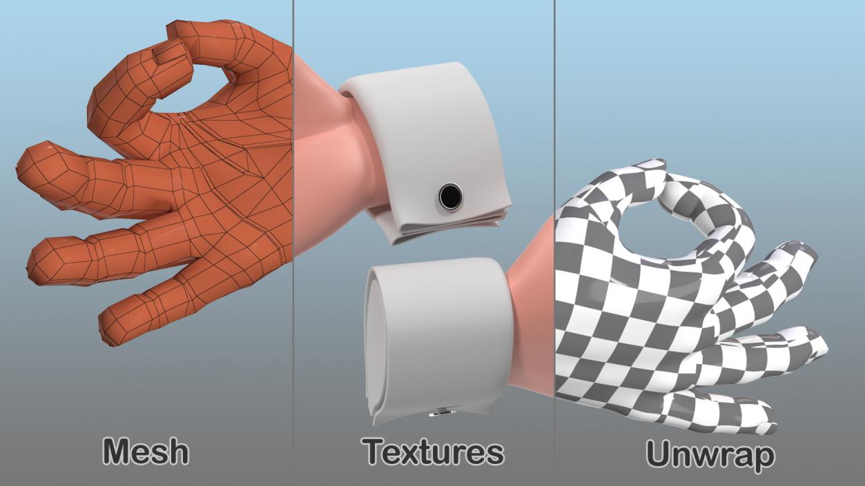 3D Cartoon Man Hands Collection model