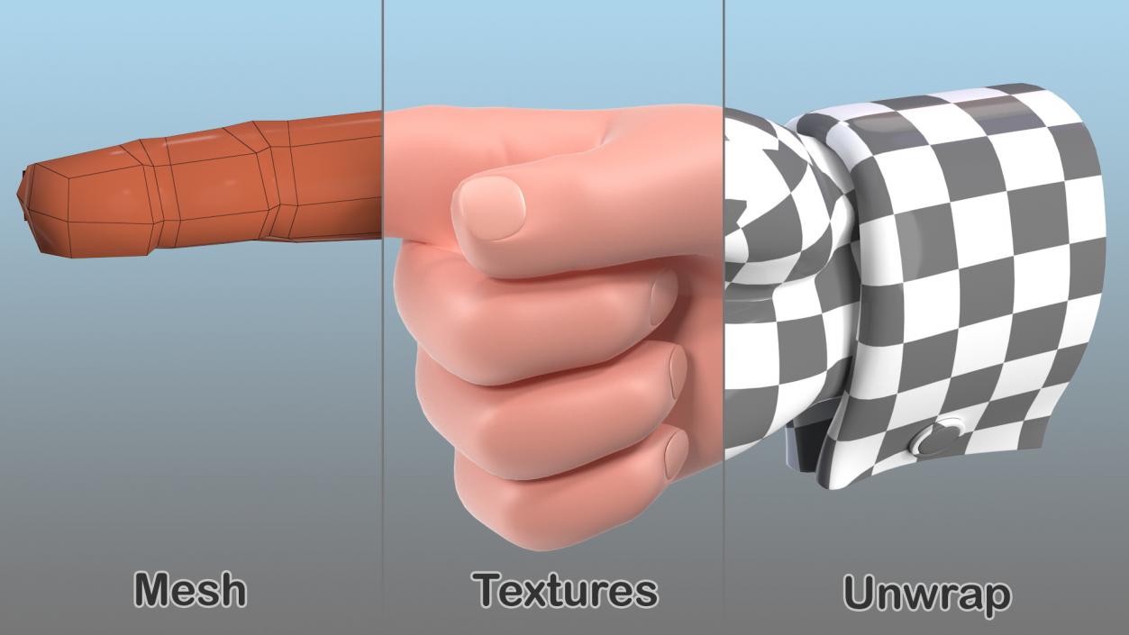 3D Cartoon Man Hands Collection model