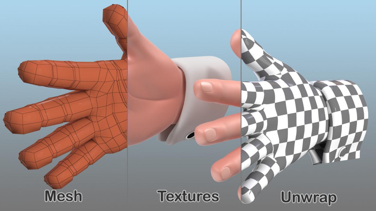 3D Cartoon Man Hands Collection model