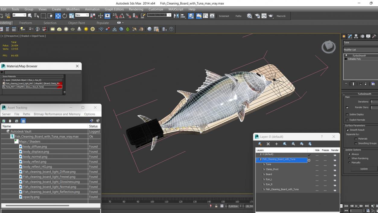 Fish Cleaning Board with Tuna 3D model